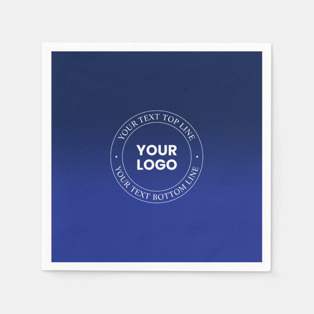 Easy Logo Replacement & Text | Dark Blue Gradient Napkins (Front)