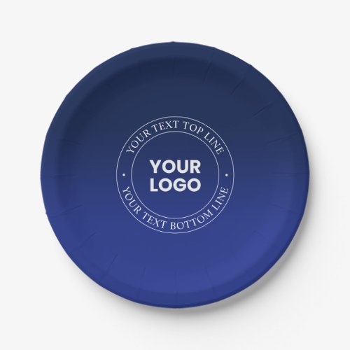 Easy Logo Replacement  Text  Dark Blue Gradient Paper Plates