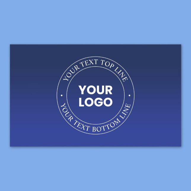Easy Logo Replacement & Text | Dark Blue Gradient Rectangular Sticker (Creator Uploaded)