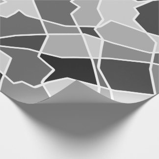 Easy Monochrome Geometric Contrast Random Shapes Wrapping Paper
