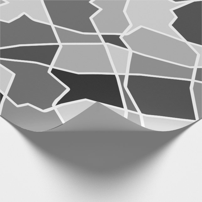 Easy Monochrome Geometric Contrast Random Shapes Wrapping Paper (Corner)