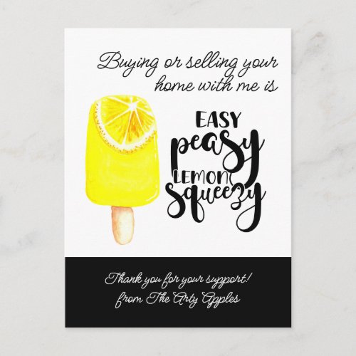 Easy Peasy Lemon Real Estate marketing Postcard