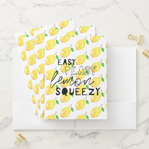Easy Peasy Lemon Squeezy Cute Watercolor Lemons Pocket Folder