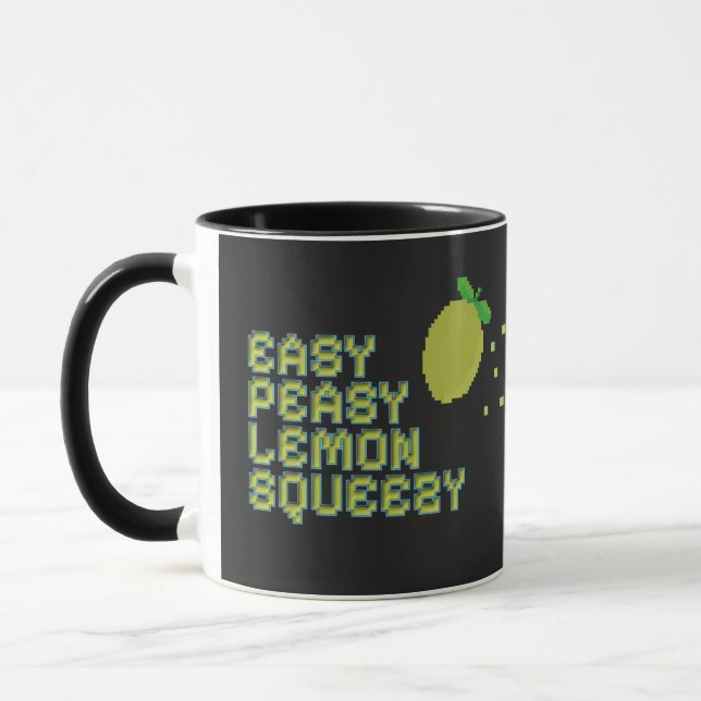 Easy Peasy Lemon Squeezy Mug - Black Pixel Art Gam (Left)