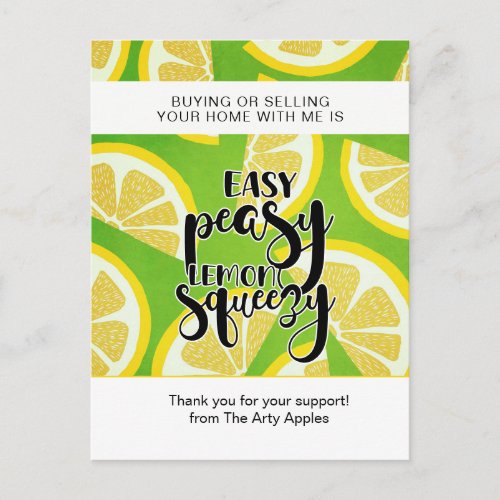 Easy Peasy Lemon Squeezy Real Estate Marketing Pos Postcard
