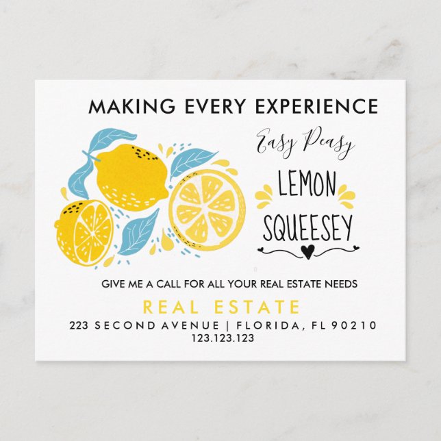 Easy Peasy Lemon Squeezy Realtor Postcard (Front)