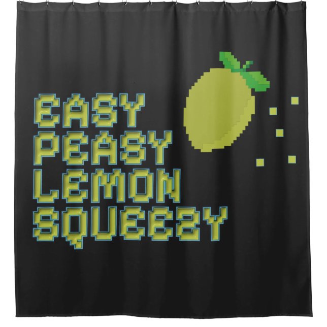 Easy Peasy Lemon Squeezy Shower Curtain - Black (Front)