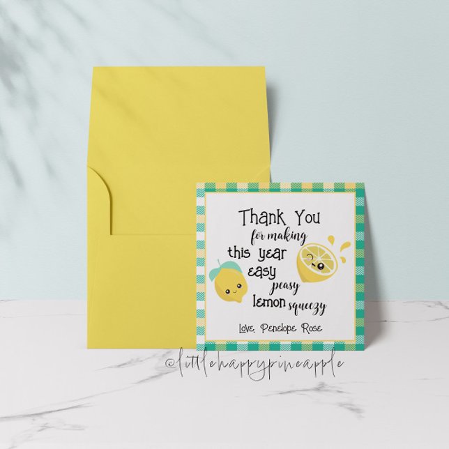 Easy Peasy Lemon Squeezy Teacher Thank You Card (Creator Uploaded)