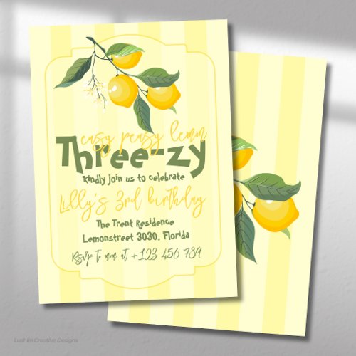 Easy Peasy Lemon Three-zy Birthday Invitation