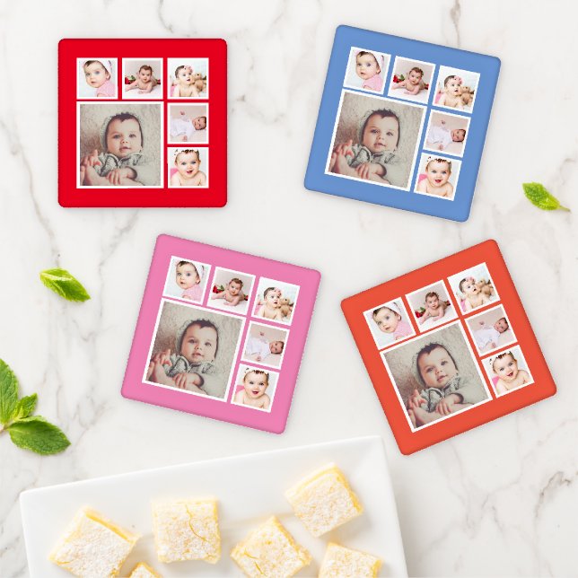 Easy Personalize Your Own Unique 6 Photo Coaster Set (In Situ)