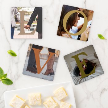 Easy Personalize Your Own Unique Love Photo Coaster Set by Ricaso at Zazzle