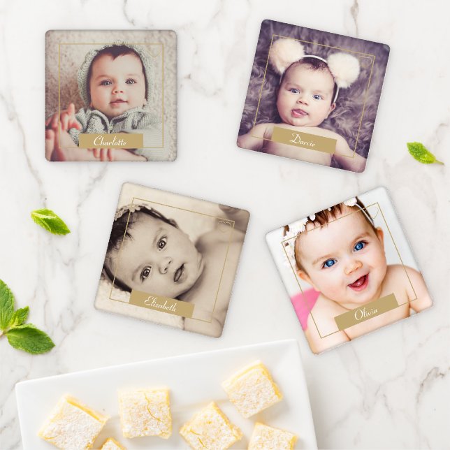 Easy Personalize Your Own Unique Text Heart Photo Coaster Set (In Situ)