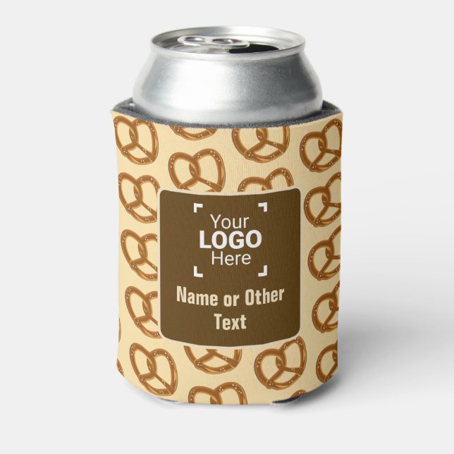 Easy Pretzels Pattern plus your brand logo / text  Can Cooler (Can Back)