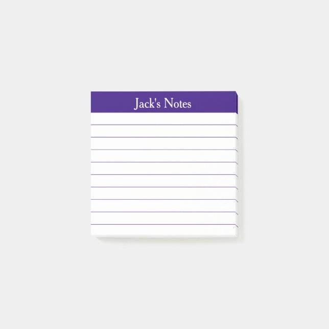Easy Read Purple Lined Personalized Post-it Notes (Front)