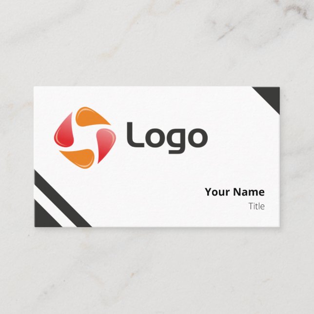 Easy Solid Black and White Flat Triangles Business Card (Front)
