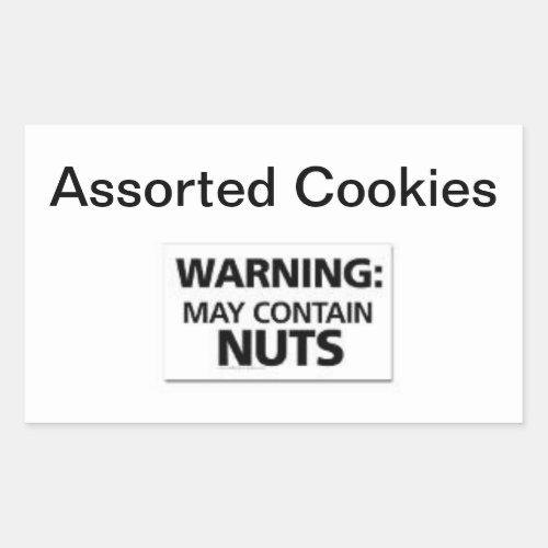Easy Stick Warning Signs Cookies May Contain Nuts Rectangular Sticker
