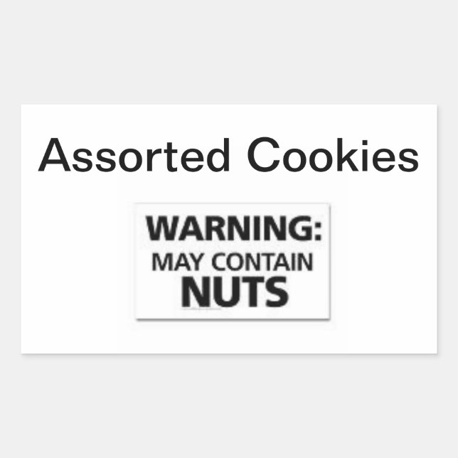 Easy Stick Warning Signs Cookies May Contain Nuts Rectangular Sticker (Front)