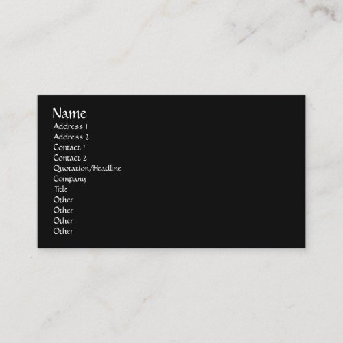 Easy Template, plain black Business Card Template
