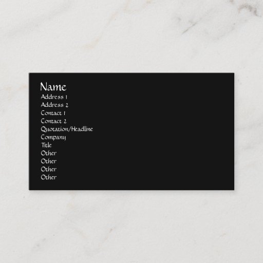 Customizable Easy Template, plain black Business Card Template