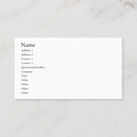 Easy Template Plain White Business Card