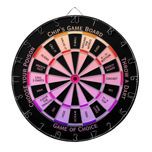 Easy Text Personal Peach to Purple Regulation  Dart Board (Front)