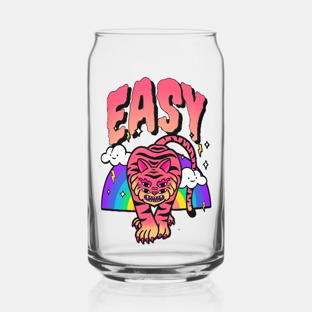 EASY Tiger Retro Rainbow Can Glass (Front)