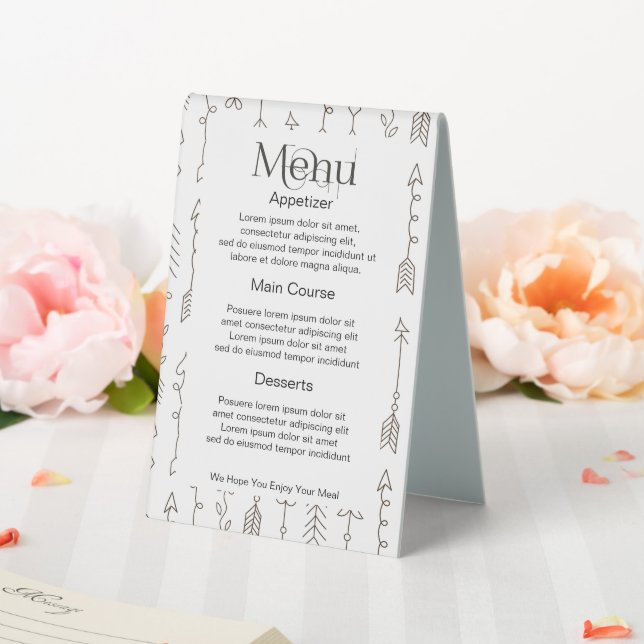 Easy to Design Your Own Custom Personalized Menu Table Tent (In SItu (Wedding))