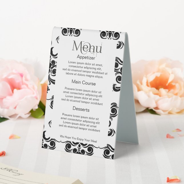 Easy to Design Your Own Custom Personalized Menu Table Tent (In SItu (Wedding))