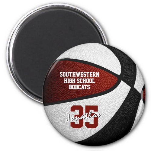 Easy to personalize basketball gifts maroon black magnet