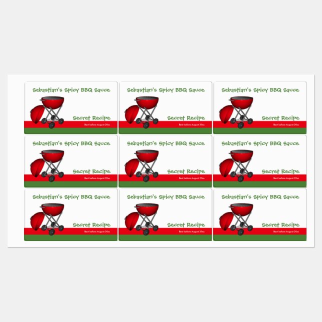 Easy To Personalize BBQ Food Labels (Sheet)