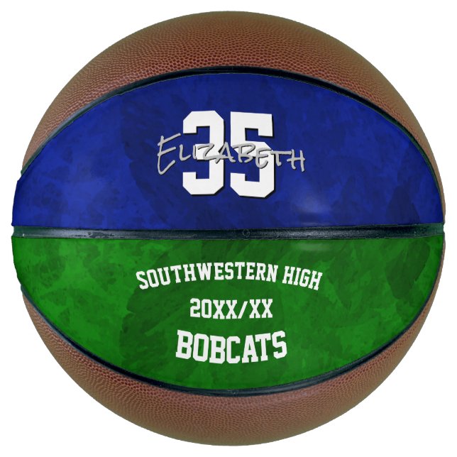 easy to personalize blue green basketball gifts (Front)