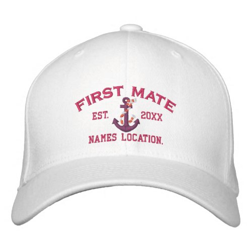 Easy to Personalize YEAR Names First Mate Anchor Embroidered Baseball Cap