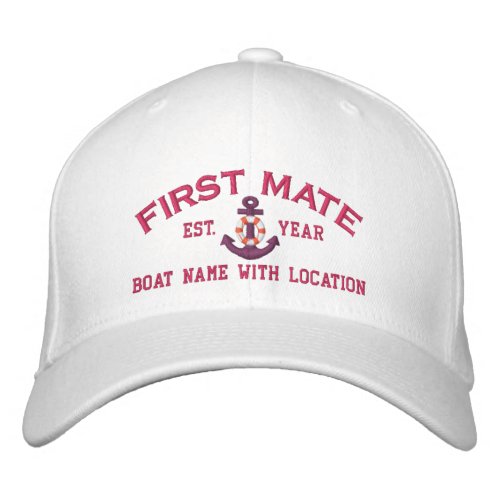 Easy to Personalize YEAR Names First Mate Anchor P Embroidered Baseball Hat