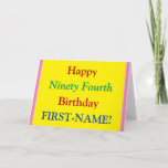 [ Thumbnail: Easy to Read, Bold 94th Birthday Greeting Card ]