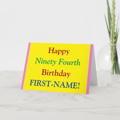 Easy to Read Bold 94th Birthday Greeting Card