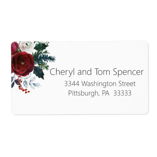 Easy To Read Christmas Floral Return Address Label (Front)