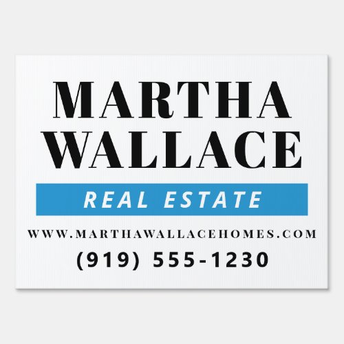 Easy to Read Real Estate Agent Sign with Blue