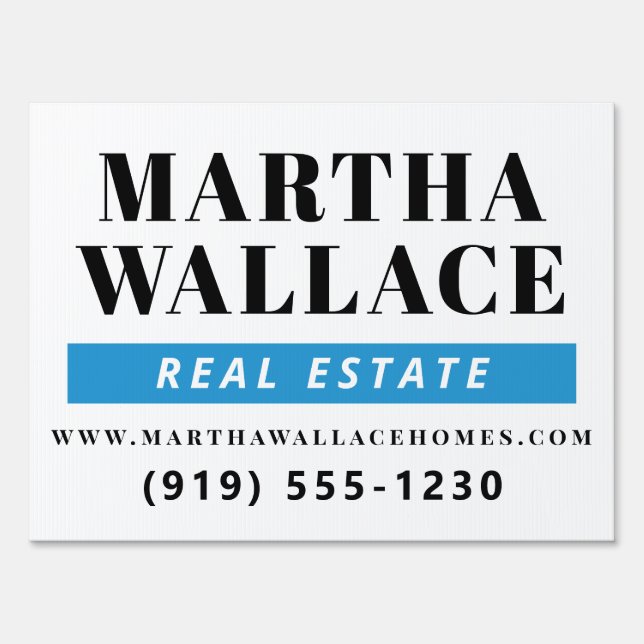 Easy to Read Real Estate Agent Sign with Blue (Front)