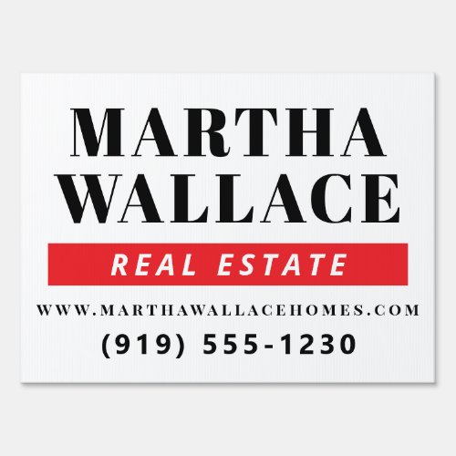 Easy to Read Real Estate Agent Sign with Red