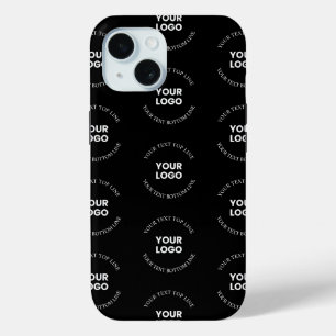 Easy to Replace Logo & Editable Text Pattern iPhone 15 Case