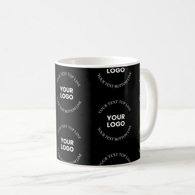 Easy to Replace Logo & Editable Text Pattern Coffee Mug (Front Right)