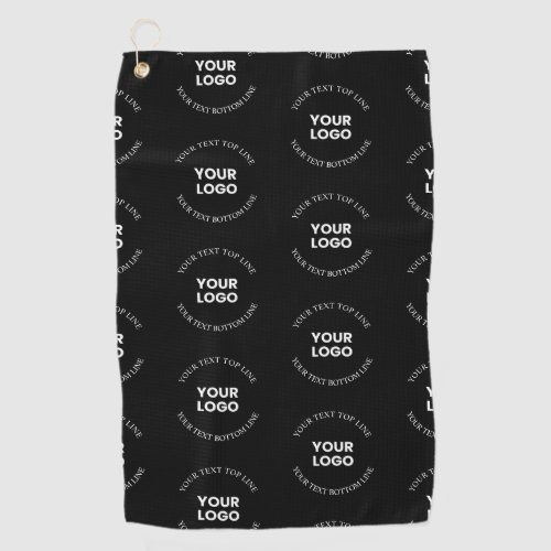 Easy to Replace Logo  Editable Text Pattern Golf Towel