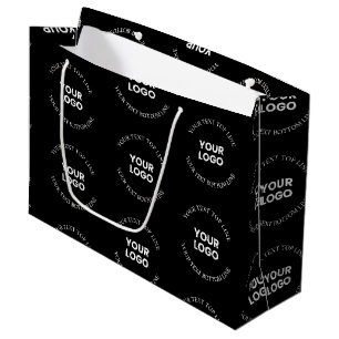 Easy to Replace Logo & Editable Text Pattern Large Gift Bag