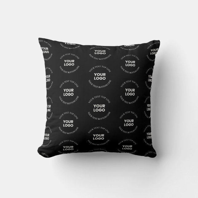 Easy to Replace Logo & Editable Text Pattern Throw Pillow (Front)
