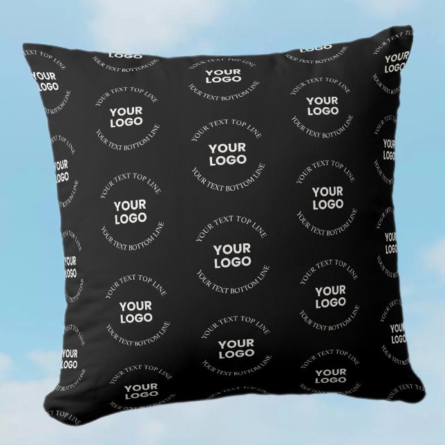 Easy to Replace Logo & Editable Text Pattern Throw Pillow (Creator Uploaded)