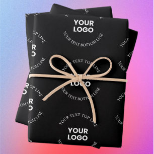 Easy to Replace Logo & Editable Text Pattern Wrapping Paper Sheets