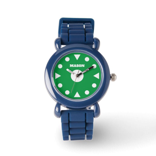 Easy to tell time kid's watch with custom name (Front)