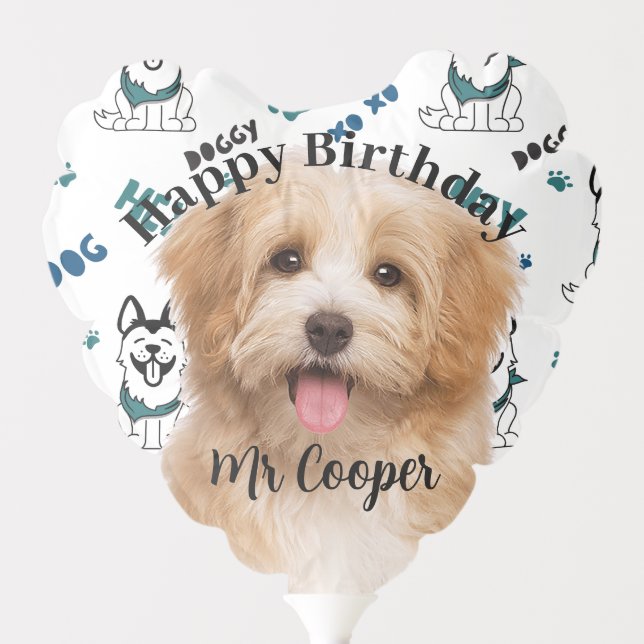Easy Upload Photo Custom Pet Dog Happy Birthday Balloon (Front)