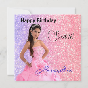 Easy Upload Photo Name Glamor Girl Birthday Card