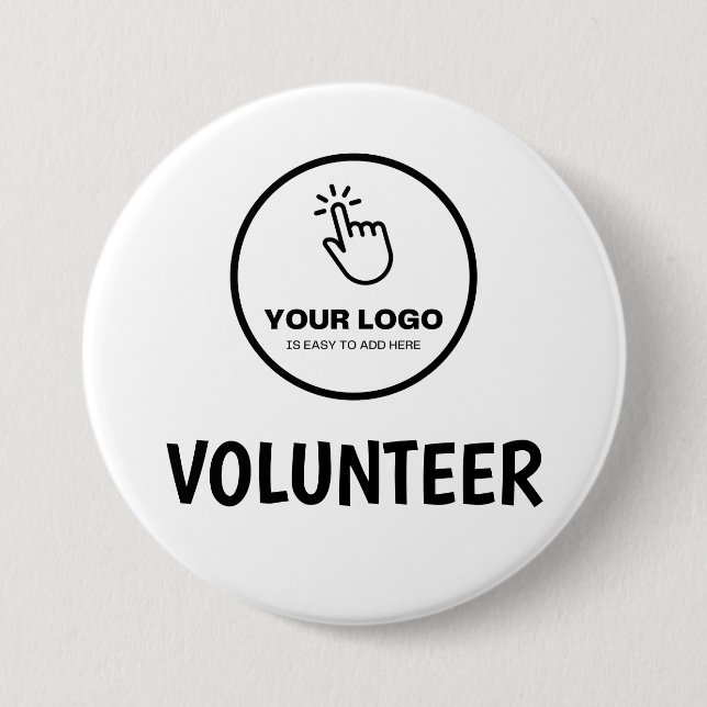 Easy Upload Your Logo Custom Company Volunteer Button (Front)